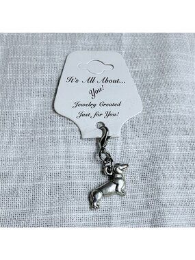 Dachshund Dog Charm Silver Tone Lobster Clasp Zipper Pull Purse Bag Dangle NWT